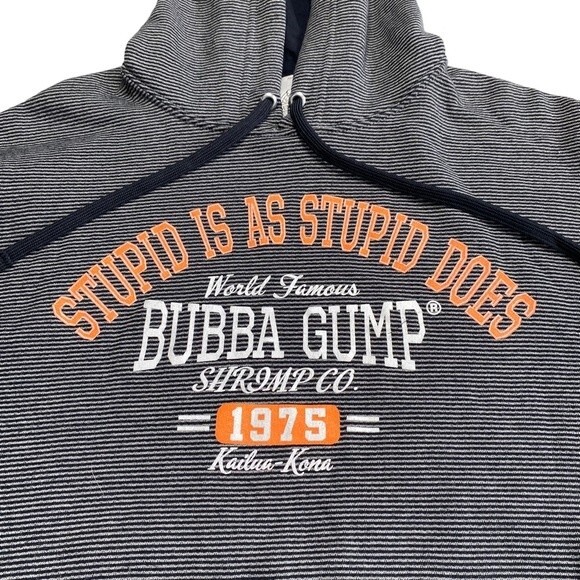 Bubba Gump Stupid Is As Stupid Does Fleece Lined Striped Hoodie Sz S - Picture 2 of 10